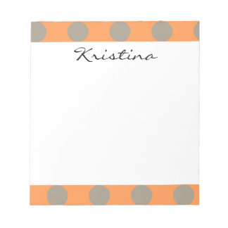 Monogram Orange Grey Chic Cute Polka Dot Pattern Notepad