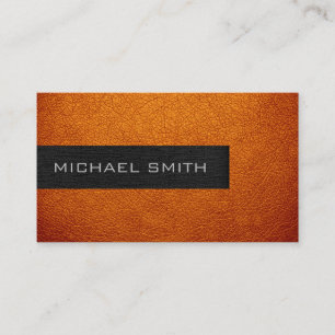 Monogram Orange Leather Look Business Card