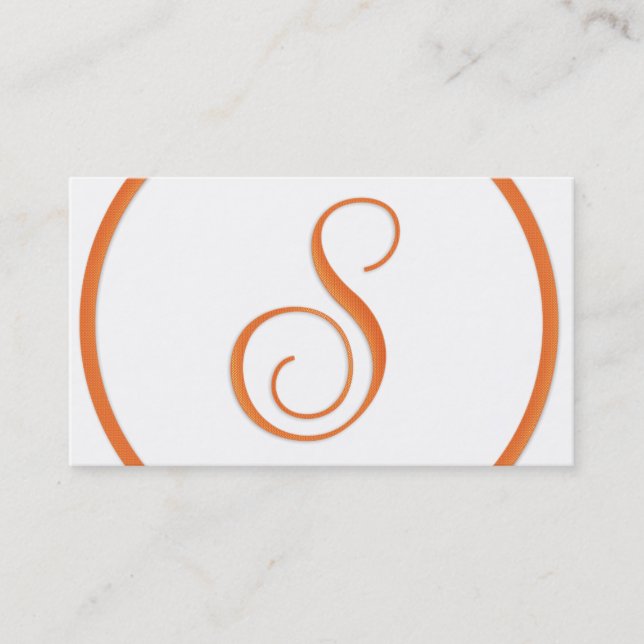 Monogram Orange Letter S Business Card (Front)