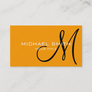 Monogram Orange (RYB) colour background Business Card