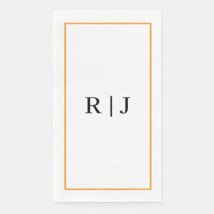 Monogram Orange Spring Summer Elegant Wedding Napkin