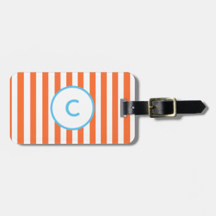 Monogram Orange Stripe Luggage Tag
