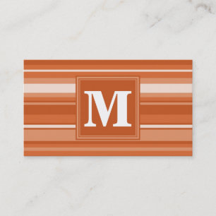 Monogram orange stripes business card