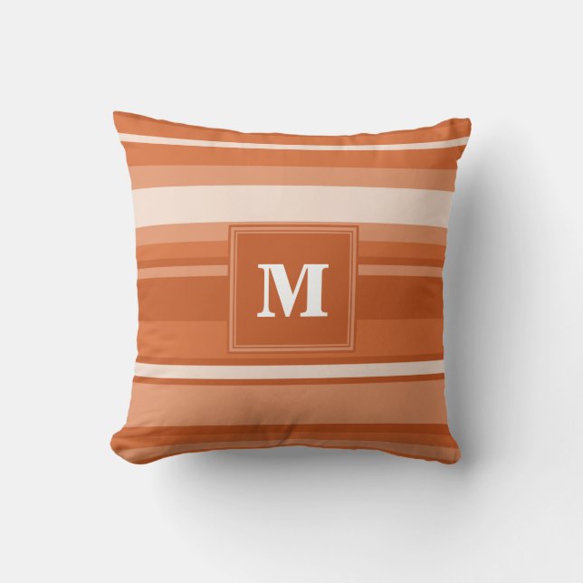Monogram orange stripes cushion (Front)