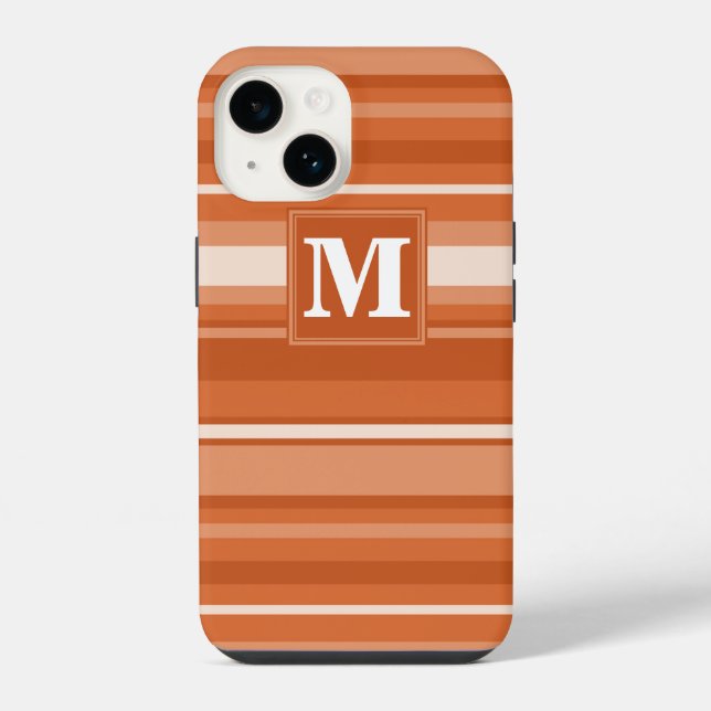 Monogram orange stripes iPhone case (Back)