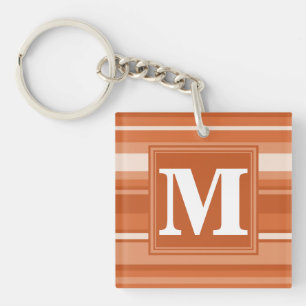 Monogram orange stripes key ring