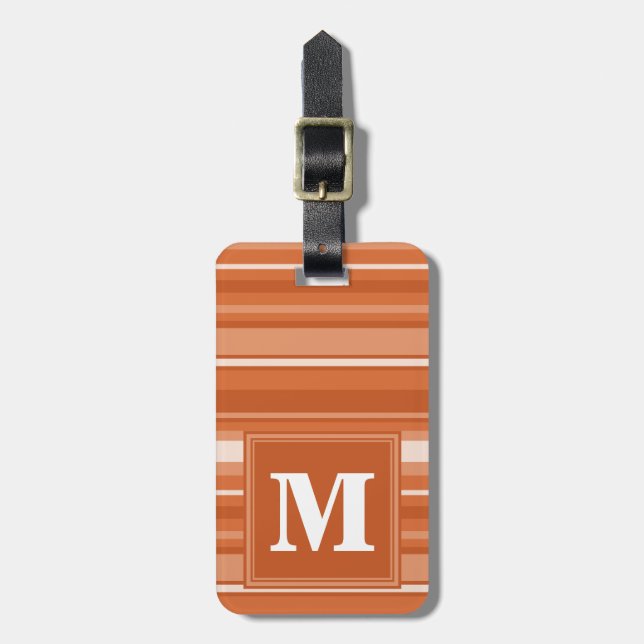 Monogram orange stripes luggage tag (Front Vertical)
