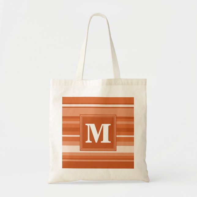 Monogram orange stripes tote bag (Front)