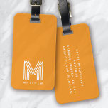 Monogram Orange Stylish Modern Minimalist Luggage Tag<br><div class="desc">A bold monogram design</div>