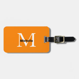 Monogram Orange Tangerine Custom Gift Party Favour Luggage Tag