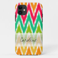 Monogram Orange Teal Ikat Chevron Zig Zag Pattern