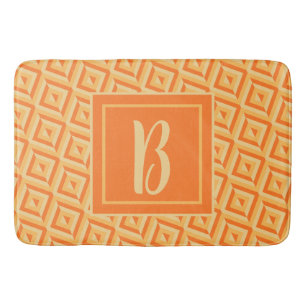 Monogram Orange Three-Tone Diamond Pattern Bath Mat