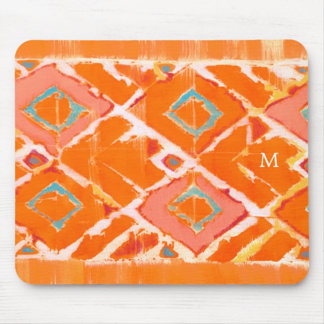 Monogram | Orange Tribal II Mouse Mat (Front)