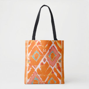Monogram Orange Tribal II Tote Bag