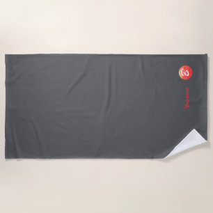 Monogram orange wavy letter B gray beach towel