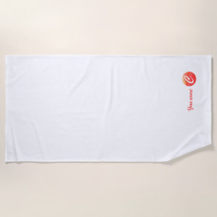 Monogram orange wavy letter C  beach towel
