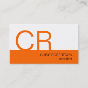 Monogram Orange White Consultant Business Card