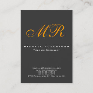Monogram Orange Yellow Grey Chubby Business Card