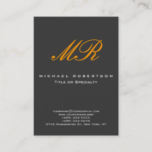 Monogram Orange Yellow Grey Chubby Business Card