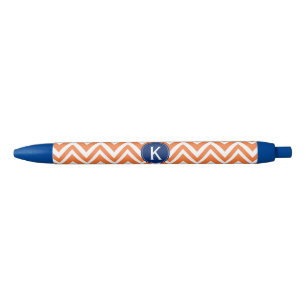 Monogram Orange Zigzag Pattern Black Ink Pen