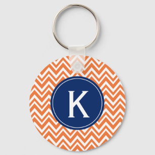 Monogram Orange Zigzag Pattern Key Ring