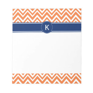 Monogram Orange Zigzag Pattern Notepad