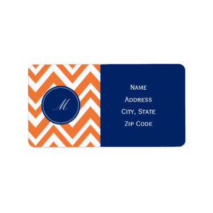 Monogram Orange Zigzag Pattern with Royal Blue Label