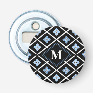 Monogram Oriental Blue Sakura Pattern Bottle Opener