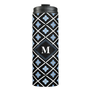 Monogram Oriental Blue Sakura Pattern Thermal Tumbler
