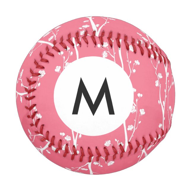 Monogram Oriental plum blossom pattern Baseball (Front Left)