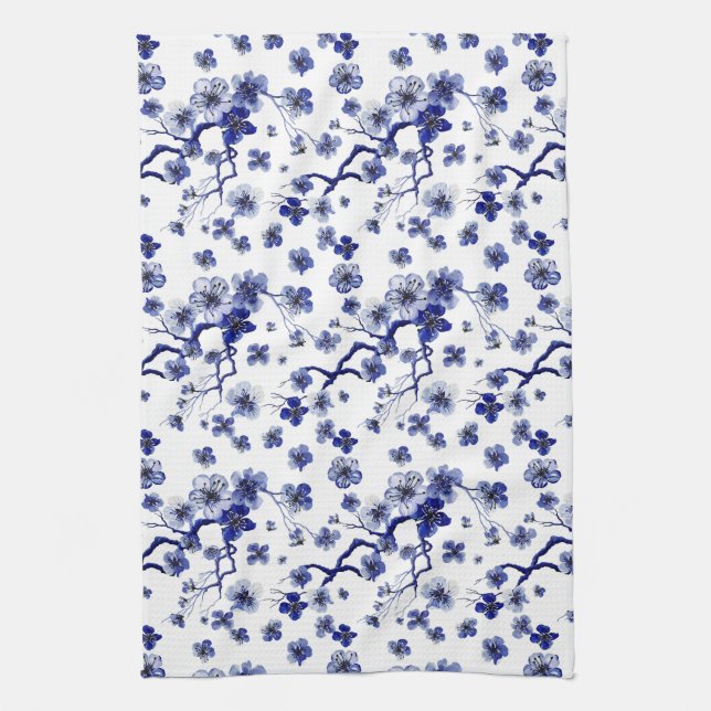 Monogram | Oriental Sakura Branch Pattern Tea Towel (Vertical)