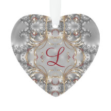 Monogram Ornament - Faux Gems - Silver - Gold