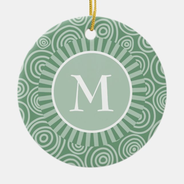 Monogram Ornament Sage Green Spirals Personalised (Front)