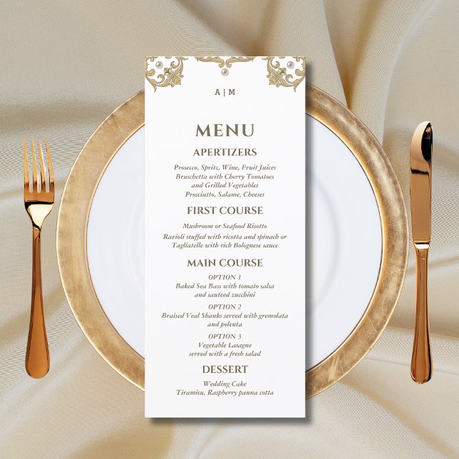 Monogram Ornate Victorian Vintage Wedding Menu (Creator Uploaded)