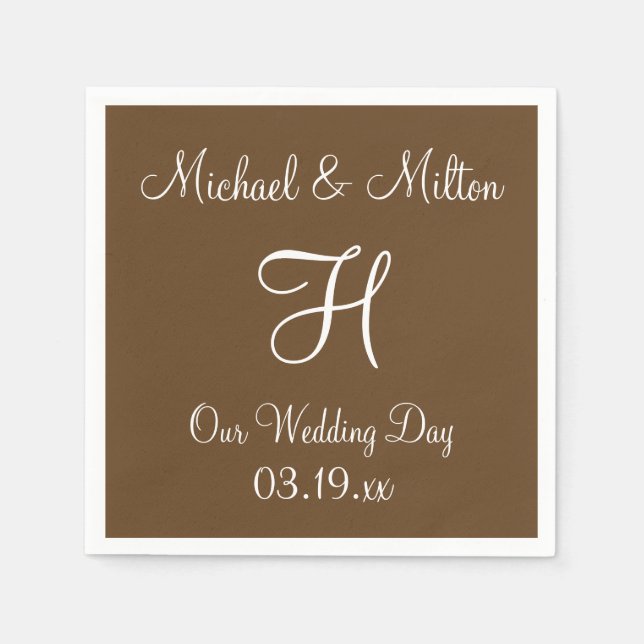 Monogram Otter Brown Classy Monochrome Napkins (Front)
