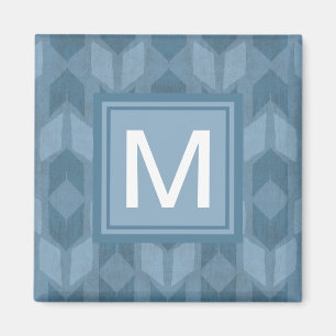 Monogram   Outdoor Geo Step   Blue Arrow Pattern Magnet