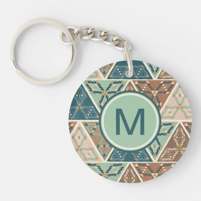Monogram | Outdoor Geo Step | Geometric Pattern Key Ring (Front)