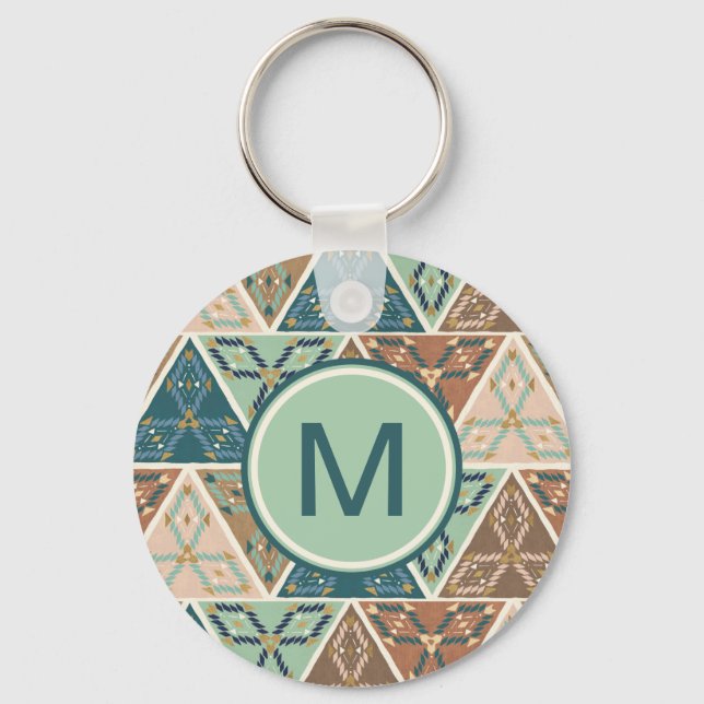 Monogram | Outdoor Geo Step | Geometric Pattern Key Ring (Front)