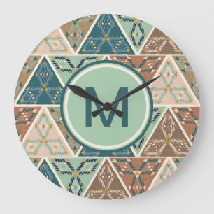 Monogram   Outdoor Geo Step   Geometric Pattern Large Clock