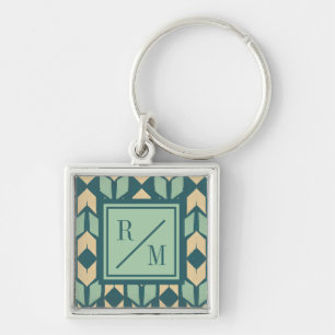 Monogram Outdoor Geo Step Geometric Teal Arrow Key Ring