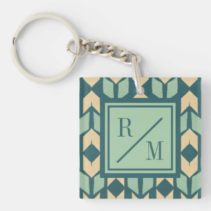 Monogram Outdoor Geo Step Geometric Teal Arrow Key Ring