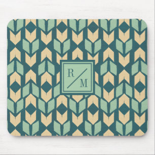 Monogram   Outdoor Geo Step   Geometric Teal Arrow Mouse Mat
