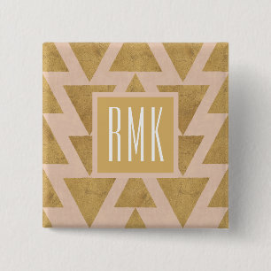 Monogram Outdoor Geo Step Gold & Coral Geometr 15 Cm Square Badge