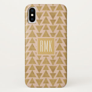 Monogram Outdoor Geo Step Gold & Coral Geometr iPhone X Case