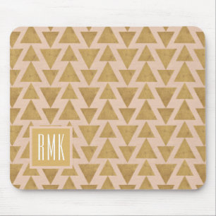 Monogram   Outdoor Geo Step   Gold & Coral Geometr Mouse Mat