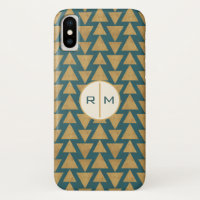 Monogram | Outdoor Geo Step | Gold & Dark Teal Pat