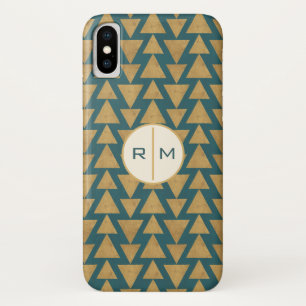 Monogram   Outdoor Geo Step   Gold & Dark Teal Pat iPhone X Case