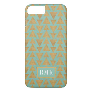Monogram Outdoor Geo Step Gold & Teal Pattern iPhone 8 Plus/7 Plus Case