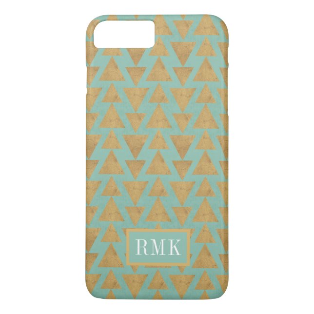 Monogram | Outdoor Geo Step | Gold & Teal Pattern Case-Mate iPhone Case (Back)