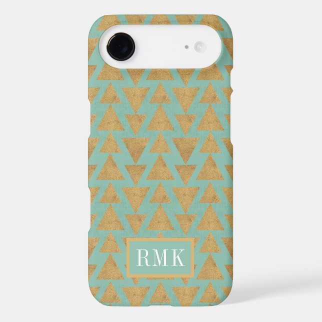 Monogram | Outdoor Geo Step | Gold & Teal Pattern Case-Mate iPhone Case (Back)